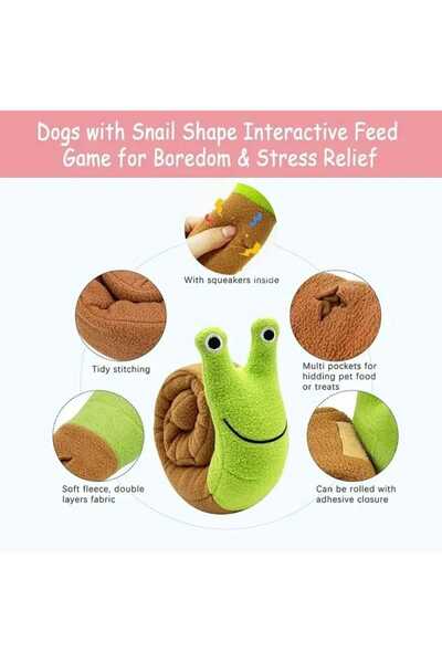 TİNEKE Salyangoz Peluş Köpek Sesli Oyuncağı Ödül Mama Saklama Ve Çiğneme Oyuncağı 1 ADET