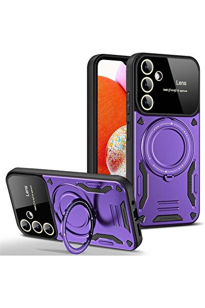 Samsung Galaxy A25 Compatible Case Camera with Magsafe Stand Durable Color Tank Cover with Lens Protection
