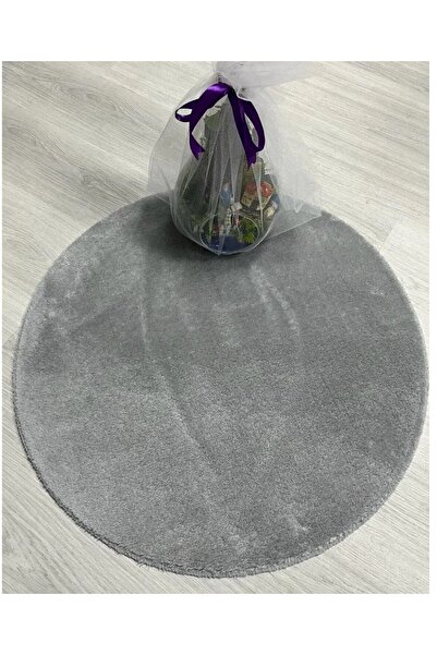 AKSU Covoraș rotund confortabil din pluș gri - lavabil