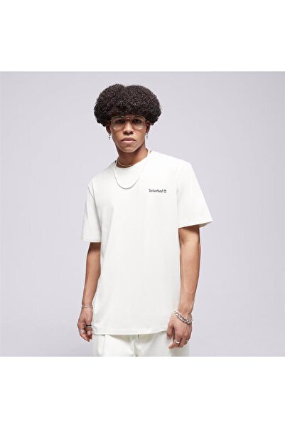 Timberland Tricou cu imprimeu cu logo liniar mic Tricou alb pentru bărbați