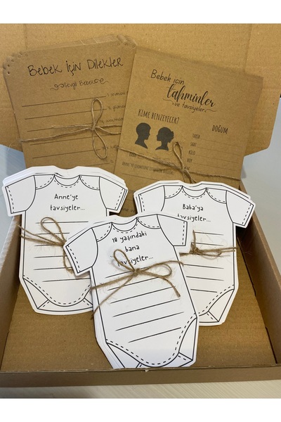 Çim Adam Organizasyon Baby Shower/5 Çeşit Hatıra Kartı Kutusu (Her Biri 20'li)