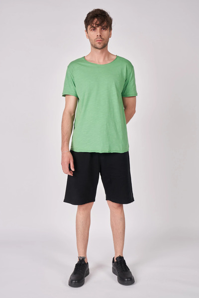 defys Ανδρικό μπλουζάκι με κοντό μανίκι με λαιμόκοψη και κανονική εφαρμογή, βασικό πράσινο