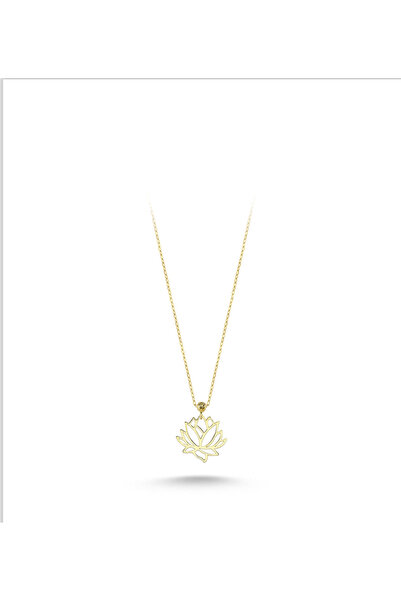 Goldstation 14 Ayar Altın Kolye Lotus Detaylı