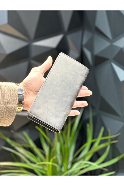 VELSE Portofel lung unisex din piele naturală cu compartiment pentru telefon,...