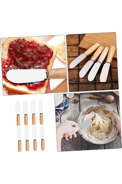 TARIK HOME Luxury 6 Piece Butter Honey Jam Knife with Bamboo Handle 12 cm.