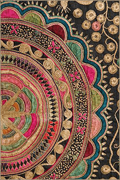Rugs Modern Halı Çok Renkli Daire İçinde Şerit ve Karma Figür Desenli Modern ...
