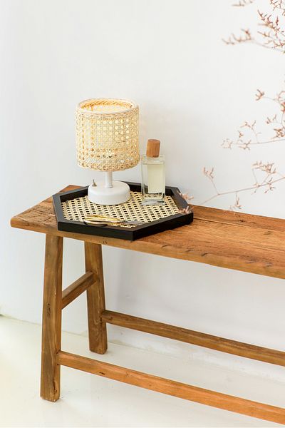 Maison Avf Black Rattan Hazeran Hexagonal Tray - 100% Natural