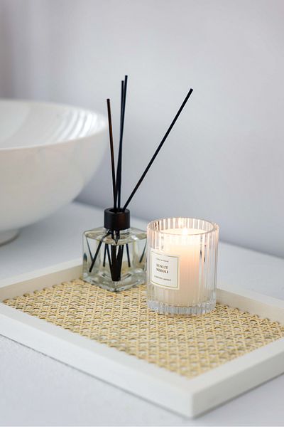 Maison Avf White Rattan Hazeran - 100% Natural, Rectangular Tray M038