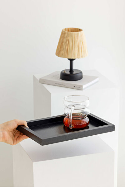 Maison Avf 29x19cm Black Mini Rectangular Wooden Tray - Decoration Organizer