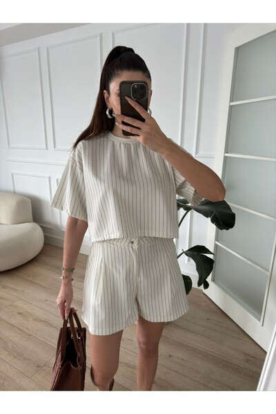 Bettnes ÇİZGİLİ ŞORT CROP TAKIM