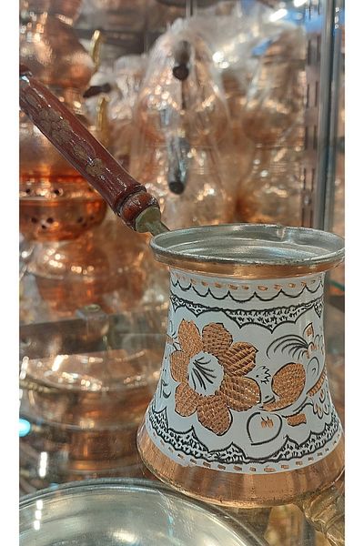 Bakır Center Copper Coffee Pot 9 Cup Coffee Pot Hand Embroidered Family Size Stylish Design Coffee Pot Turkish Coffee Pot