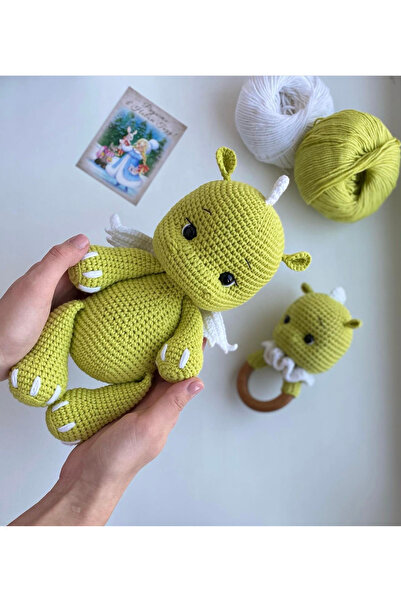 ev atölyem Amigurumi dino yeşil 2li set