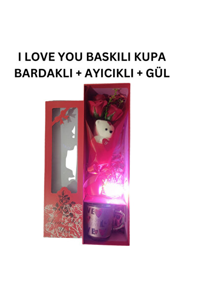 CNGZSHOP Sevgiliye Eşe Anneler Gününe Özel Sevimli Ayıcık+ Kupa Bardak (Led I...