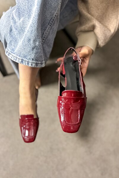 SHOEBELLAS Pier Bordo Rugan Kadın Babet