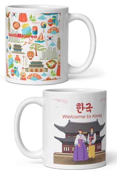 Dünyadan Hediyeler 2 Pieces of South Korean Travel Souvenir Mug