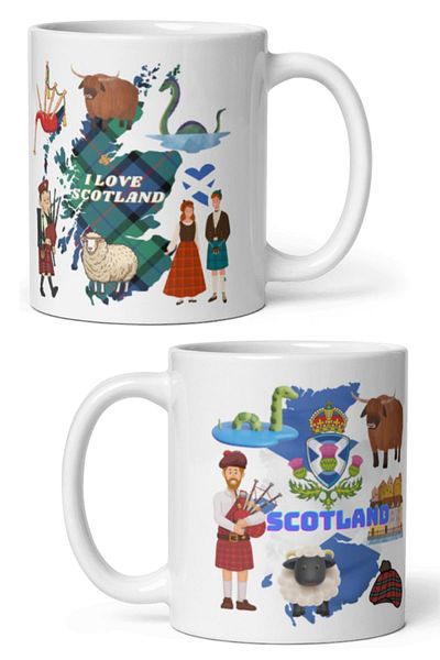 Dünyadan Hediyeler 2 Pieces of Travel Souvenir - Scotland Mug Cup Scotland Mug