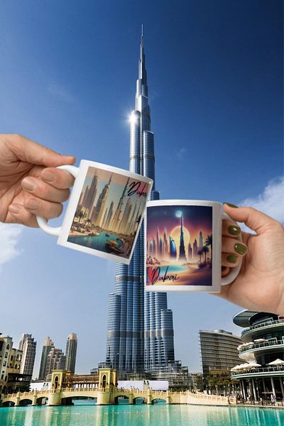 Dünyadan Hediyeler 2 Pieces of Dubai Mug - Travel Souvenir Mug