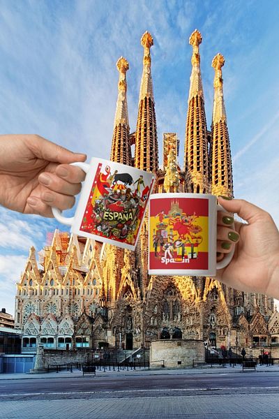 Dünyadan Hediyeler 2 Pieces of Spain Mug - Travel Souvenir Spain Mug