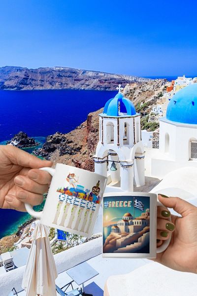 Dünyadan Hediyeler 2 Pieces of Travel Souvenir - Greece Mug Cup Greece Mug