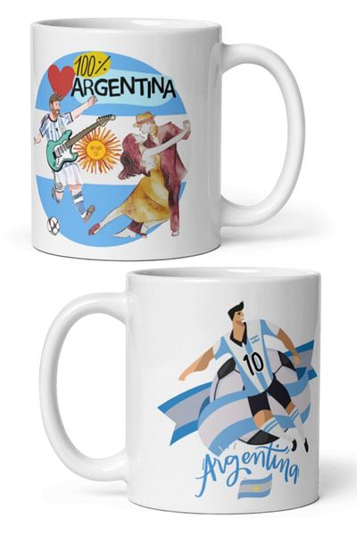 Dünyadan Hediyeler 2 Pieces of Travel Souvenir - Argentina Mug Cup Mug