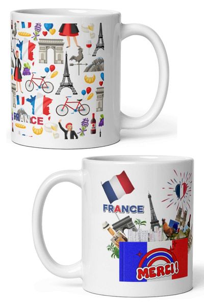 Dünyadan Hediyeler 2 Pieces of France Mug - Travel Souvenir France Mug