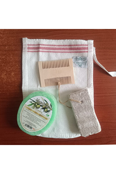 CNGZSHOP صابون إسفنجي طبيعي بخلاصة زيت الزيتون، وحقيبة، ومشط من خشب التنوب، و...