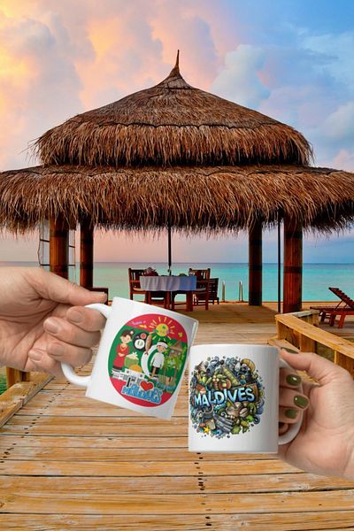 Dünyadan Hediyeler 2 Pieces Maldives Mug - Travel Souvenir Mug