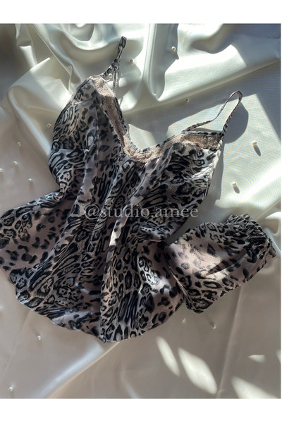 Amee Studio İnce Askılı Saten Gecelik Takımı