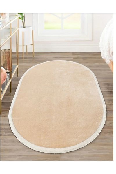 AKSU OVAL COMFORT FLAT FRINGED PLUSH RUG