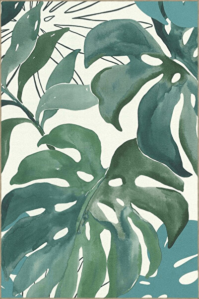 Green Themed Leaf Pattern Creative Modern Decorative Rug 4846