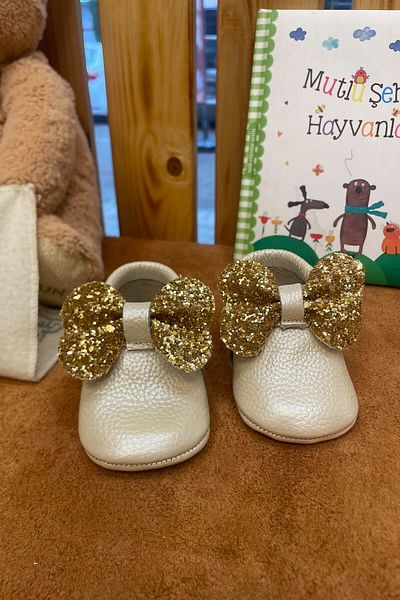 Beybium Adele Genuine Leather Baby Moccasin Cream