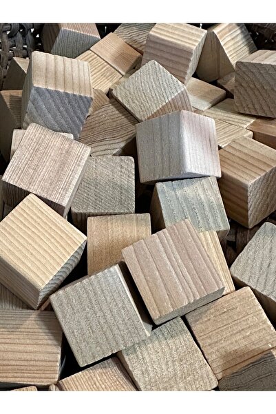 Tiydem Ahşap Küp Bloklar 2 Cm - 100 Adet - Doğal Ahşap Küp