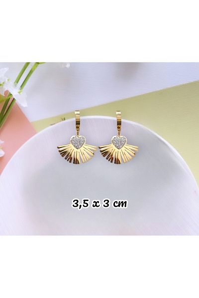Dodemert Home Gold Colored Steel Zircon Stone Fan Earrings