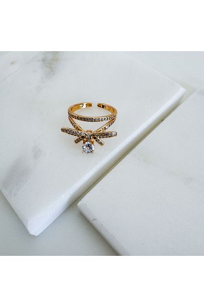 CHARMLUCKY Jewelled Bow Ring