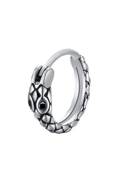 Jaida Moda Unisex Gray Snake Model Gothic Vintage Steel Hoop Earrings