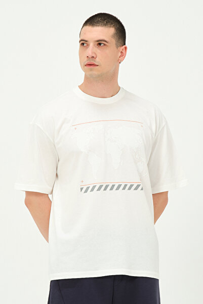 Owut Collection Ανδρικό μπλουζάκι με στάμπα εκρού χάρτη