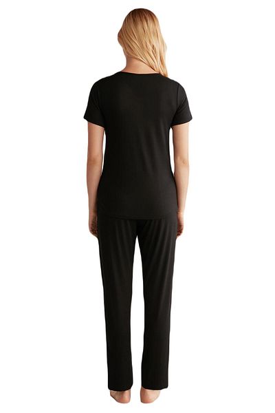 Nautica Women's Soft Textured Black Pajama Set