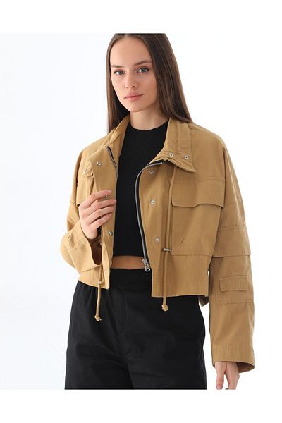 Asist Short Gabardine Thin Mustard Crop Jacket - 00271