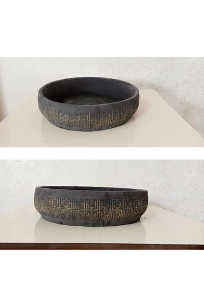 Genel Markalar 2 Adet Beton Aranjman ve Bonsai Saksısı Kare Desen Ağız Çap 25...