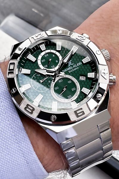 Daniel Klein Men's Wristwatch 3 Atm Waterproof Silver Color Steel Cord + Bracelet Gift DKE2083C3