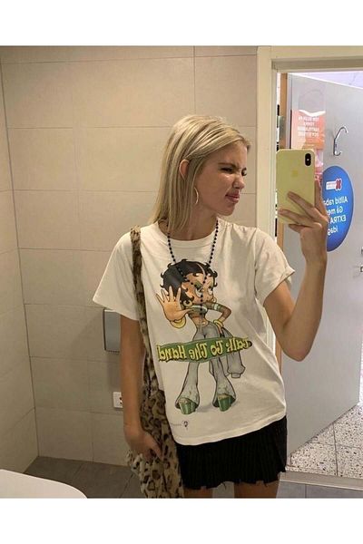 Touz Moda Χαριτωμένο λευκό μπλουζάκι με στάμπα Betty Boop