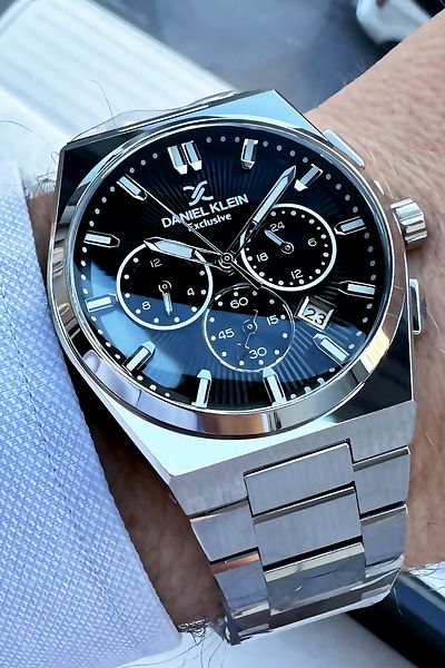 Daniel Klein Exclusive Men's Wristwatch 3 Atm Waterproof Silver Color Steel Cord + Bracelet Gift DKE2086C4