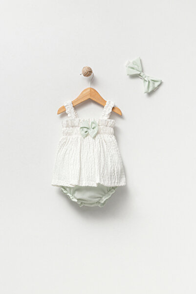 Jikko Baby Baby Girl Bow Detailed 3-Piece Summer Set 9010