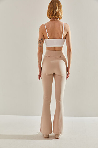 Bianco Lucci Γυναικείο πλεκτό παντελόνι με χοντρό κορσέ - 60251081