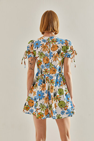 Bianco Lucci Women's Printed Padded Wrap Detailed Floral Print Dress60251073