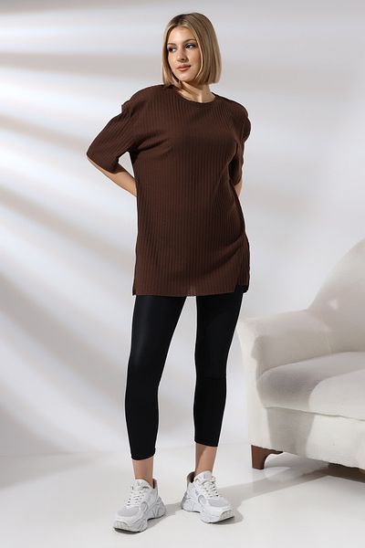 Endies Μπλουζάκι Oversize Slit Report Tunic 21493 ΚΑΦΕ