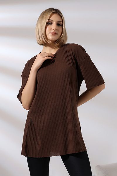 Endies Μπλουζάκι Oversize Slit Report Tunic 21493 ΚΑΦΕ