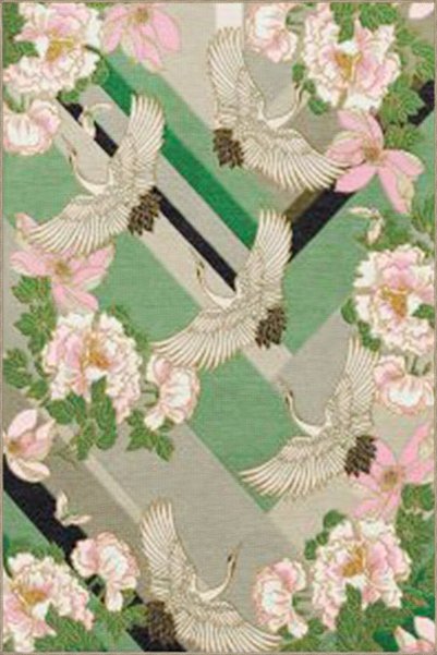 Rugs Modern Halı Covor decorativ lavabil, cu model ondulat și pasăre verde mi...