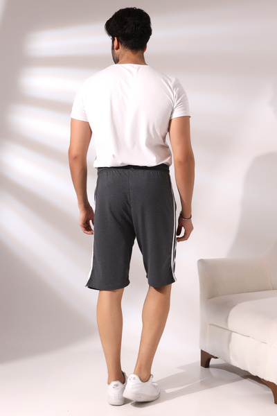 Endies Ανδρικό σορτς διπλής ρίγας 19630 ΣΚΟΥΡΟ ΑΝΘΡΑΚΙΜΕΛΑΝΙΑ