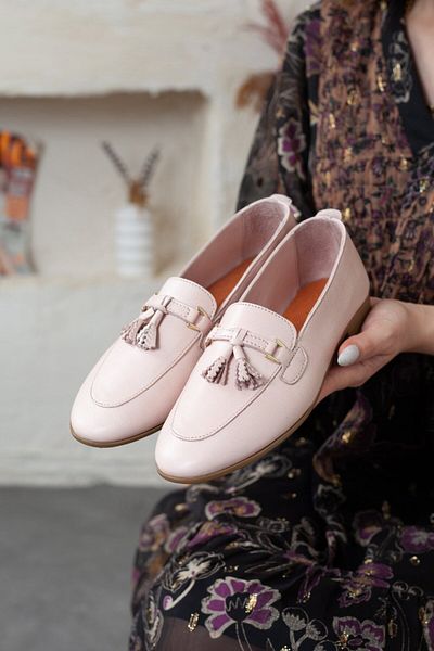Adım Adım Women's Genuine Leather Tassel Detailed Flat Ballerinas